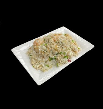 Fried Rice with Diced Seafood with Egg White Swirl