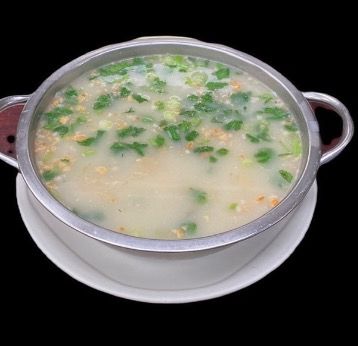 Diced Oyster & Ground Pork with Rice in Soup