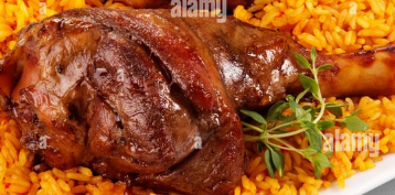 lamb shank with pulao rice