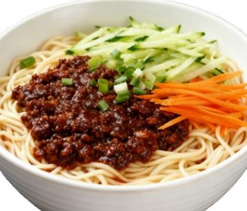 Noodles Topped With Savory Minced Pork, Soybean Paste Sauce, And Cucumber Shreds