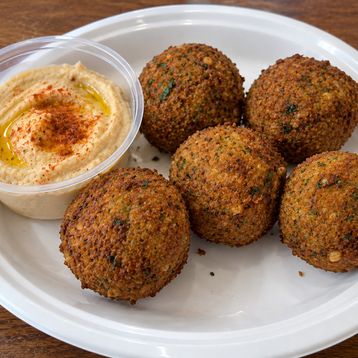 Falafel Balls (5 pcs) and Hummus Dip or Tzatziki Dip