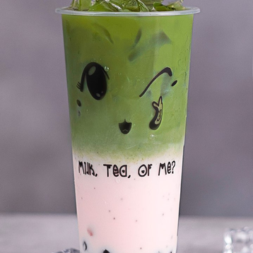 Rose Matcha Latte With Boba