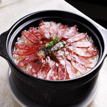 Chinese Sausage with Rice in Hotpot