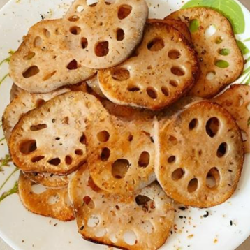 Pan Fried Lotus Root Sliced w/ Maggie Sauce
