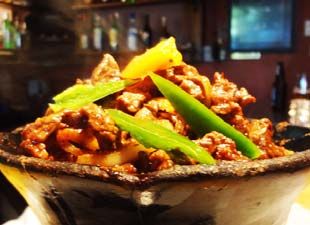 Awaze Tibs and Three Kinds of Vegetable Dishes